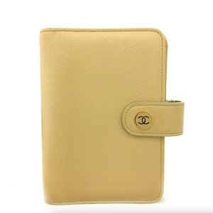🧩CHANEL CC Logo Leather Agenda Notebook Organizer Wallet +Calendar+Paper+ More*